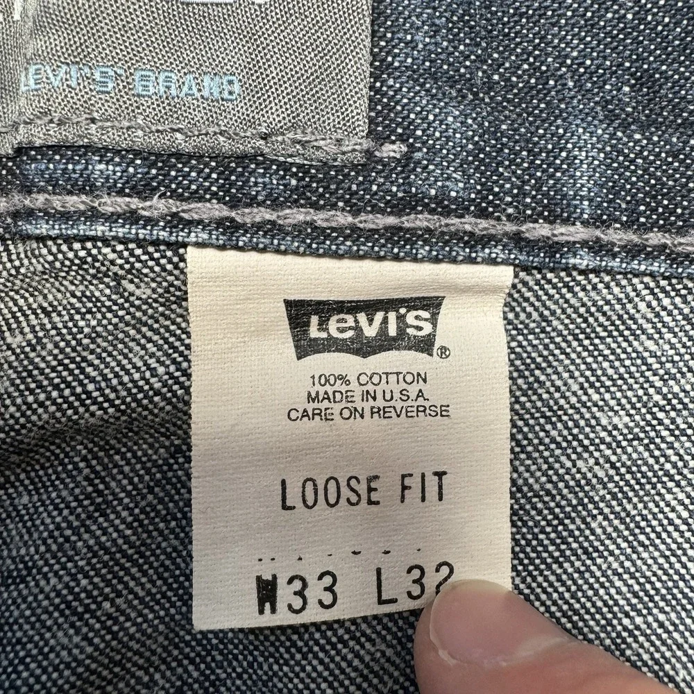 Vintage Levi's‎ SilverTab Jeans Men 33x26 Blue Dark Wash Baggy Made USA (Hemmed)